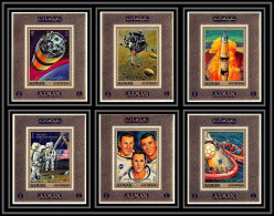 Ajman - 2689b/ N° 561/566 Espace (space) Apollo 13 ** MNH Deluxe Miniature Sheets 1971 - Asia