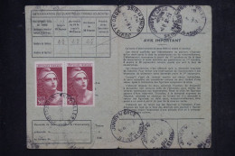 FRANCE - Gandon 50fr En Paire  Sur Carte D’abonnement Aux Timbres Poste De Juvisy Sur Orge En 1946 - L 153087 - 1921-1960: Période Moderne