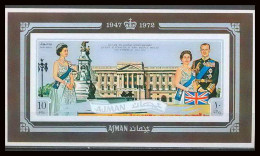 Ajman - 2673/ Bloc 300 B Wedding Of Elizabeth 2 And Prince Philip ** MNH 1972 Non Dentelé Imperf - Königshäuser, Adel