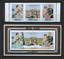 Ajman - 2673a N° 1010/1012 B Bloc 300 B Wedding Of Queen Elizabeth 2 And Prince Philip Non Dentelé Imperf ** MNH 1972 - Adschman