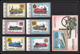 Ajman - 2665e/ N° 1850/1855 B + Bloc 242 Trains Train Locomotives Non Dentelé Imperf ** MNH 1972 Monorail Japan - Adschman