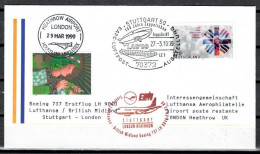 1999 Stuttgart - London   Lufthansa First Flight, Erstflug, Premier Vol ( 1 Item ) - Otros (Aire)