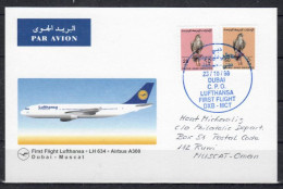 1998 Dubai - Muscat Lufthansa First Flight, Erstflug, Premier Vol ( 1 Item ) - Autres (Air)