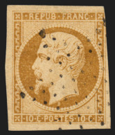N°9, Napoléon Présidence 10c Bistre-jaune, Oblitéré étoile De Paris Légère - 1852 Louis-Napoleon