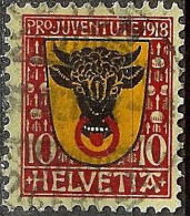 Schweiz Suisse Pro Juventute 1918: Wappen Von Uri Zu WI 10 Mi 143 Yv 168 Voll-⊙ ZÜRICH 30.XII.18 (Zumstein CHF 30.00) - Gebraucht