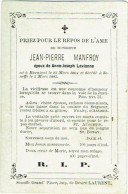 Doodsprentje/Image Mortuaire. J.Pierre Manfroy/Lavianne. Bornival 1804/Seneffe 1885. - Images Religieuses