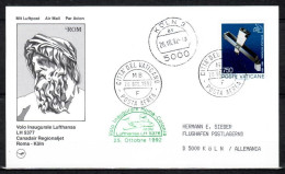 1992 Rome ( Vatican ) - Koln    Lufthansa First Flight, Erstflug, Premier Vol ( 1 Card ) - Autres (Air)
