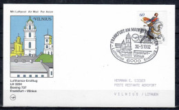 1992 Frankfurt - Vilnius    Lufthansa First Flight, Erstflug, Premier Vol ( 1 Card ) - Otros (Aire)