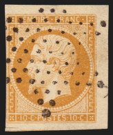 N°13A, Coin De Feuille, Napoléon 10c Bistre, Type I, étoile De Paris - SUPERBE - 1853-1860 Napoléon III