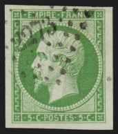 N°12, Napoléon Non-dentelé 5c Vert, Oblitéré PC 2273 Niort - SUPERBE - 1853-1860 Napoleone III