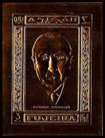 Fujeira - 1724b N°379 B Konrad Adenauer Gernany OR Gold Stamps ** MNH Non Dentelé Imperf - Fudschaira