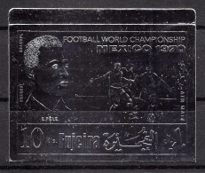 Fujeira - 1666b N°600 B Pelé Argent Silver Football Soccer WORLD CHAMPIONSHIP MEXICO 1970 Neuf ** MNH Non Dentelé Imperf - Fujeira
