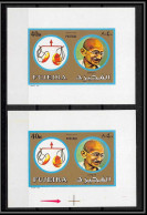 Fujeira - 1592ww N°1311 + Variété Croix Cross Gandhi Zodiac Libra Balance Inde India Deluxe Miniature Sheet Neuf **NH - Mahatma Gandhi