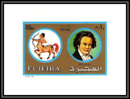 Fujeira - 1592a N°1306 Ludwig Van Beethoven Zodiac Sagittarius Sagitaire Germany Deluxe Miniature Sheet Neuf ** MNH - Musica