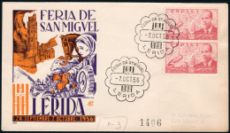 Lérida - Edi O 941 Pareja - Mat Gomis 408 "Feria De San Miguel 07/Oct./56 - Lérida" - Storia Postale