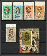 Fujeira - 1555/ N° 732/736 + N° 67 A Ludwig Van Beethoven Compositeur Composer Musique Music ** MNH  - Fujeira