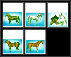 Fujeira - 1541b/ N° 1538/1542 B Cheval (chevaux Horse Horses) Essai (proof) Non Dentelé Imperf ** MNH  - Fujeira