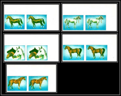 Fujeira - 1541/ N° N° 1538/1542 B Cheval (chevaux Horse Horses) PAIRE Essai (proof) Non Dentelé Imperf ** MNH  - Horses