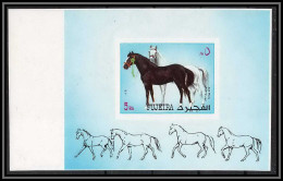 Fujeira - 1537/ Bloc BF N° 207 B Essai (proof) Non Dentelé Imperf Cheval (chevaux Horse Horses) ** MNH RRR - Fudschaira