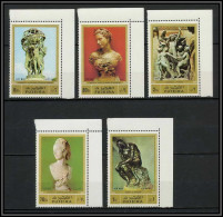 Fujeira - 1516b/ N° 846/850 A Sculptures Carpeaux Montfort Rodin Michelangelo Piéta ** MNH Coin De Feuille - Fudschaira