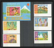 Fujeira - 1504a N° 679/683 B + Bloc 54 B World Scout Jamboree Japan 1971 Japon Pfadfinder ** MNH Non Dentelé Imperf  - Ongebruikt