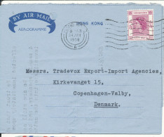 Hong Kong Aerogramme Sent To Denmark 24-6-1958 - Brieven En Documenten