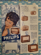 DEPLIANT PHILIPS 1956 TOURNE DISQUES RADIO POSTE REVEIL AUTORADIOS MAGNETOPHONE - Advertising