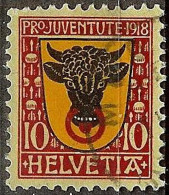 Schweiz Suisse Pro Juventute 1918: Wappen Von Uri Zu WI 10 Mi 143 Yv 168 Mit Eck-Stempel MORGES (Zumstein CHF 30.00) - Gebruikt