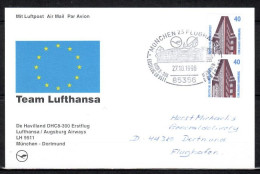 1996 Munich - Dortmund    Lufthansa First Flight, Erstflug, Premier Vol ( 1 Card ) - Otros (Aire)