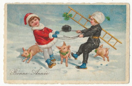 2244 - Bonne Année - Enfants -cochons - Kinder-Zeichnungen