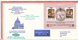 Hungary Air Mail Cover Special Flight Malev Sabena Budapest- Bruxelles - New York - Washington 2-7-1982 With Cachet - Lettres & Documents