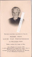 Marie Poot ( Van Weyenbergh )  : Diegem 1870 - 1958 - Devotion Images