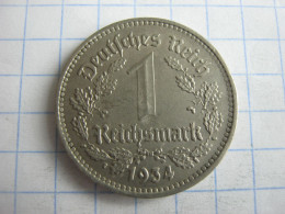 Germany 1 Reichsmark 1934 F - 1 Reichsmark