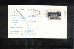 USA 1972 Space / Weltraum Launch Of Satellite  By Rocket ESRO TD-1A Interesting Cover - United States