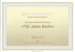 Fiche 1e Jour 15 X 21 Cm ALLEMAGNE BERLIN N° 734 A 737 Bloc Y & T - 1st Day – FDC (sheets)