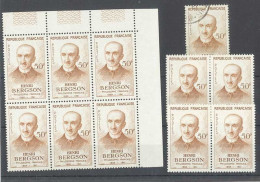 Yvert  1225 - Bergson - Lot De 10 Timbres Neufs Sans Traces De Charnières (1 Bord De Feuille )+ 1 Oblitéré - Unused Stamps