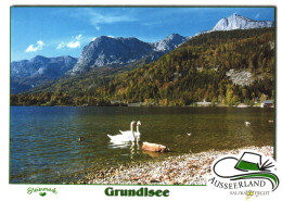 GRUNDLSEE, STYRIA, LAKE, MOUNTAIN, SWAN, ARCHITECTURE, AUSTRIA, POSTCARD - Other & Unclassified