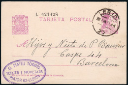Lérida - Edi O EP 69 - Entero Postal Mat "Lérida 30/06/33" - 1931-....