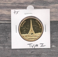 Médaille Souvenirs&Patrimoine : Tour Eiffel Et Bateau - Type 1 (couleur Or) - Sonstige & Ohne Zuordnung