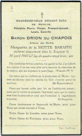 Doodsprentje/Image Mortuaire. Baron Drion Du Chapois époux De Dame De La Motte Baraffe. 1862/1945. - Devotion Images
