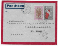 MADAGASCAR Dispersion D'une Collection D'oblitération Lettre Entier PAR AVION  Timbres Càd MAJUNGA 1935 - Storia Postale