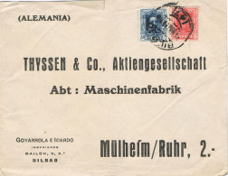 55275. Carta BILBAO 1926. Alfonso XIII Vaquer 40 Y 25 Cts - Storia Postale