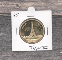 Médaille Souvenirs&Patrimoine : Tour Eiffel Et Bateau - Type 2 (couleur Or) - Andere & Zonder Classificatie