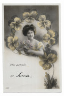 CPA - Une Pensée De (Anna) - Portrait De Femme Dans Un Médaillon De Fleurs - Circé 4420 - - Frauen