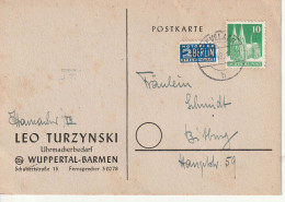 Wuppertal Barmen, Turzynski, Uhrmacher Mit 10 Pfg Kölner Dom U. Notopfer - Brieven En Documenten