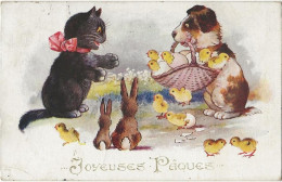 612 - Joyeuses Pâques - Chien, Chat, Lapins, Poussins - - Easter