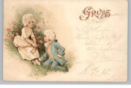 KINDER - Kinderpaar In Historischen Kostümen, Lithographie 1898 - Dessins D'enfants