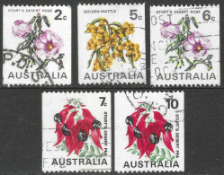 Australia. 1970-75 Coil Stamps. Flowers. 5 Used Values To 10c. SG 465a Etc M5142 - Oblitérés