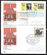1998 Frankfurt - Florence - Frankfurt    Lufthansa First Flight, Erstflug, Premier Vol ( 2 Cards ) - Autres (Air)