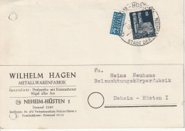 Neheim Hüsten, Hagen, Metallwarenfabrik  Mit 8 Pfg  Frauenkirche München  U. Notopfer - Covers & Documents